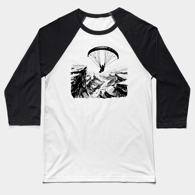 XC Dessert Flight - Paragliding Baseball T-Shirt by TheWanderingFools